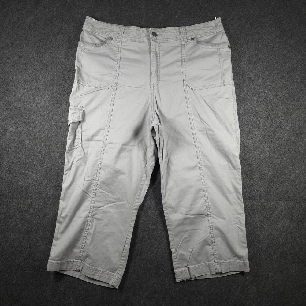 Croft & Barrow Cargo Capri Pants Size 14 Grey Cotton Stretch Mid Rise